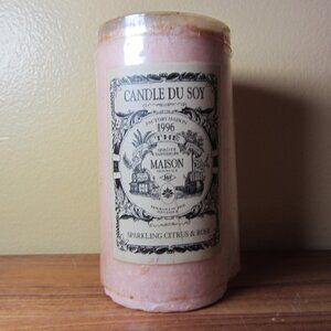 11 oz maison pillar candle du soy sparkling citrus rose NIP (W4381)